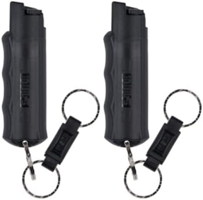 SABRE Pepper Spray with Quick Release Key Ring, 3X longer spray time, 10-Foot (3-Meter) Range, Black