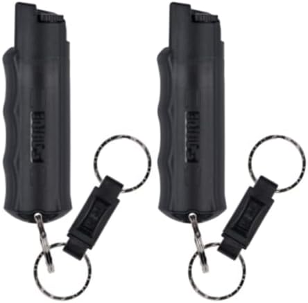 SABRE Pepper Spray with Quick Release Key Ring, 3X longer spray time, 10-Foot (3-Meter) Range, Black