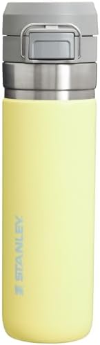 Stanley Quick Flip GO Water Bottle 24 oz | Push Button Lid | Leakproof and Packable for Travel and Sports | Insulated Stainless Steel | BPA-Free | Pomelo