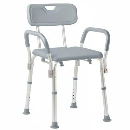 Medline Shower Chair with Backrest and Padded Armrests - 350 lb. capacity, Bath Bench, Seat, Stool for Independent Adult, Seniors, Elderly & Disabled Patients