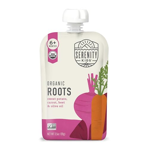 Serenity Kids 6+ Months Veggie Puree Baby Food Pouches - USDA Organic - No Sugary Fruits or Added Sugar - Allergen Free - 3.5 Ounce BPA-Free Packaging - Baby Food Pouch