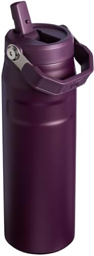 Stanley IceFlow Flip Straw 2.0 Water Bottle 24 OZ | Built-In Straw with Larger Opening | Lightweight & Leak-Resistant | Insulated Stainless Steel | BPA-Free | Plum