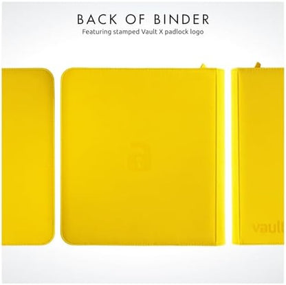 Vault X 12 Pocket Trading Card Zip Binder - 480 cards, Premium Exo-Tec Album Material, 20 Side-Loading Pages, Folder for Collectible Card Games, Sports, TCG (Yellow)