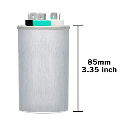 45/5 uF 45+5 MFD 370V or 440V Dual Run Start Round A/C Capacitor 45 5 uF 370 440 Volt VAC CBB65B Air Conditioner Capacitors for AC Unit Fan Motor Start or Heat Pump or Condenser Straight Cool