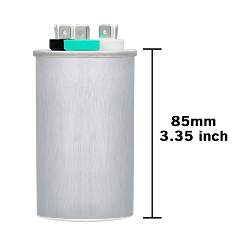 45/7.5 uF 45+7.5 MFD 370V or 440V Dual Run Start Round A/C Capacitor CBB65 CBB65B Air Conditioner Capacitors for AC Unit Fan Motor Start or Heat Pump or Condenser Straight Cool