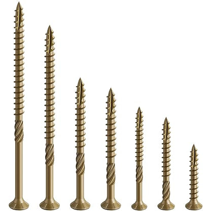 #10 * 3-1/2" Deck Screws, (117pcs) 2 lbs.Exterior Wood Screws, Rust Resistant epoxy Coated, Bronze, T25 Star Bit