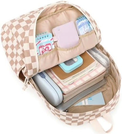 School Backpack for Teen Girls Bookbags Elementary High School Corduroy Laptop Bags Women Travel Daypacks