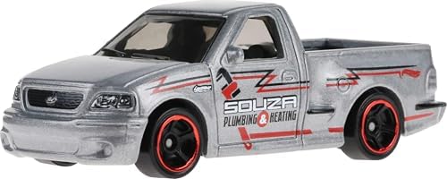 Hot Wheels Toy Trucks 10-Pack, Set of 10 Die-Cast 1:64 Scale Utility, Racing & Other Pickups or Vans, Modern & Retro Models (Styles May Vary)