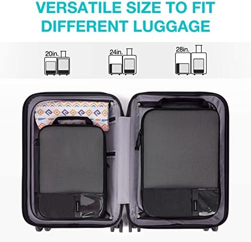 BAGSMART 6 Set Compression Packing Cubes - Lightweight Travel Essentials, Durable Luggage Organizer