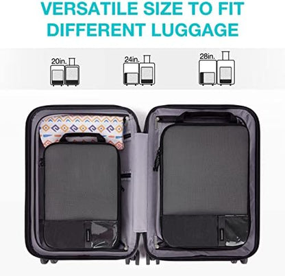 BAGSMART 6 Set Compression Packing Cubes - Lightweight Travel Essentials, Durable Luggage Organizer
