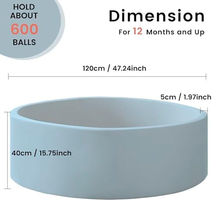 Ball Pit for Toddlers 47.24''x15.75'' Baby Ball Pit Soft Foam Ball Pits Round Lagre Kids Ball Pits Indoor Kids Play Ball Pool Ideal Gift for Children (Lightblue, NO Balls)