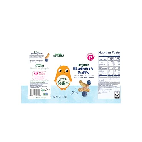 Little Bellies Organic Blueberry Puffs Baby Snack (Pack of 18 x 0.42 oz Individual Packs)