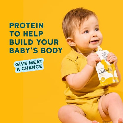 Serenity Kids 6+ Months Baby Food Chicken Pouch Puree - Ethically Sourced Free-Range Chicken & Organic Peas & Carrots - No Added Sugar & Protein-Rich & BPA-Free Toddler Food - 3.5 Oz, 12 Pack
