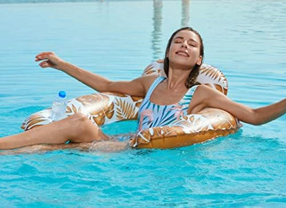 Jasonwell Inflatable Pool Float Chair - 2 Pack Pool Floaties Chair Floats Loungers for Swimming Pools Floating Lounger with Cup Holders Toy Party Floaties for Adults L