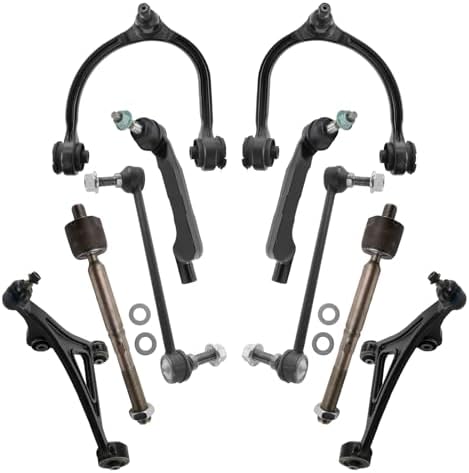 TRQ Front Steering & Suspension Kit Control Arm with Ball Joint Sway Bar Stabilizer Link Tie Rod Compatible with 2012-2014 Chrysler 300 2013-2017 Dodge Charger