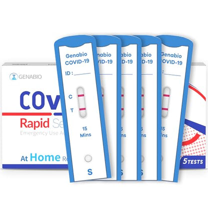 Genabio COVID Home Test (1 Pack - 5 Tests) – FDA EUA Authorized, 15-Minute at-Home Results, OTC at Home Covid Test Kit, Nasal Swab, Easy to Use & No Discomfort, Ages 2+