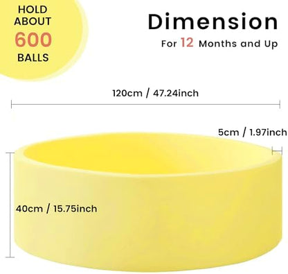 Ball Pit for Toddlers 47.24''x15.75'' Baby Ball Pits Round Foam Ball Pit Lagre Kids Ball Pool Ideal Gift for Children (Yellow, NO Balls)