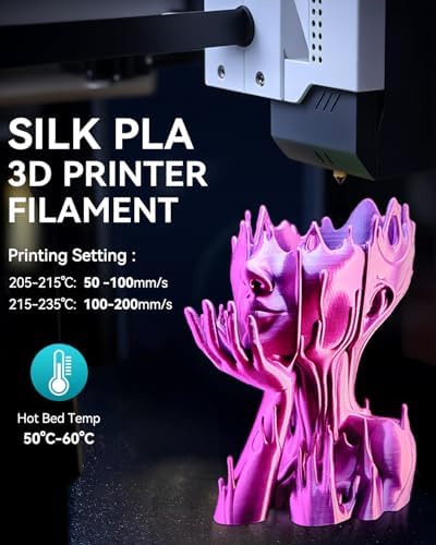 SUNLU 3D Printer Silk Filament,Shiny Silk PLA Filament 1.75mm, Smooth Silky Surface, Great Easy to Print for 3D Printers, Dimensional Accuracy +/- 0.02mm, Silk Red Copper 1KG