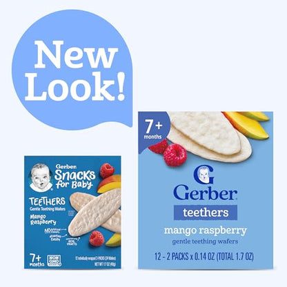 Gerber Snacks for Baby Teethers, Gentle Teething Wafers, Mango Raspberry, 1.7 Ounce, 12 Count Box (Pack of 6)