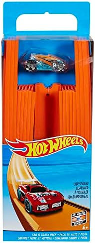 Hot Wheels Toy Car Straight Track Set with 37 Component Building Parts & 1:64 Scale Vehicle (Amazon Exclusive)