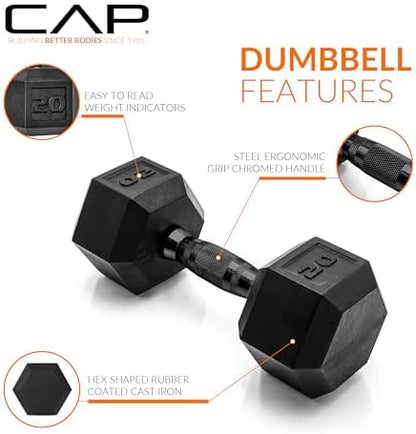 CAP Barbell Coated Dumbbell Weight | Multiple Options Pairs & Sets