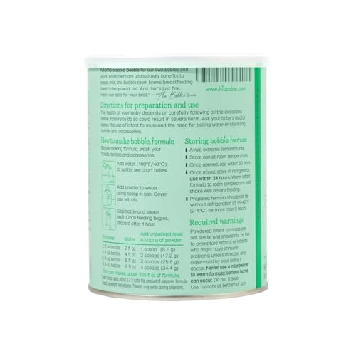 Bobbie Whole Milk, Grass Fed Infant Formula with Iron, Plant Based DHA and ARA, Vitamin D and Protein Blend Modeled After Breast Milk, For Newborn Baby to 12 Month Old, 14.1 oz, 5 Pack