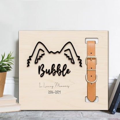 Personalized Pet Collar Frame Remembrance Sympathy Dog or Cat Keepsake Pet Picture Frame Memorial - Dog Memorial Frame Loss of Dog Gifts In Loving Memories Pet Lover MP45