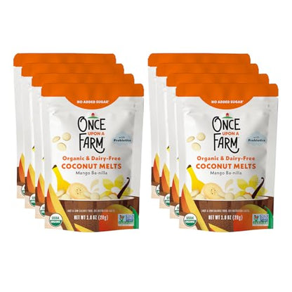 Once Upon A Farm Mango Ba-nilla Coconut Melts with Probiotics, Organic, Dairy Free, 1 Ounces (Pack Of 8)