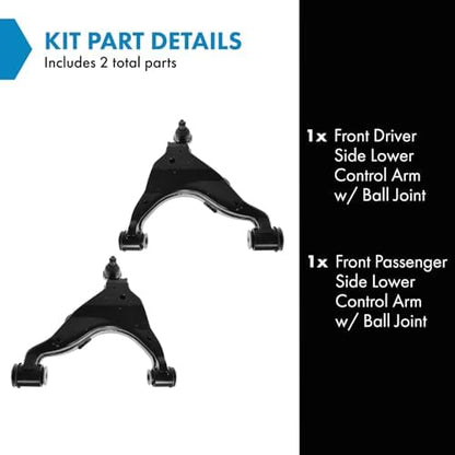 TRQ Front Lower Control Arm with Ball Joint Set Compatible with 2003-2009 Lexus GX470 Toyota 4Runner 2007-2009 FJ Cruiser
