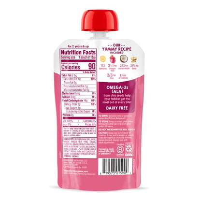 Happy Tot Organics Stage 4 Baby Food Pouches, Gluten Free, Vegan & Dairy Free Snack, Super Morning Fruit & Oat Blend, Bananas, Dragon Fruit, Coconutmilk, Oats & Chia, 4 Oz (Pack of 16)