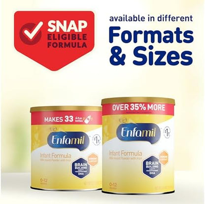 Enfamil Infant Formula, Milk-based Baby Formula with Iron, Omega-3 DHA & Choline, Powder Can, 21.1 Oz (Pack of 4)