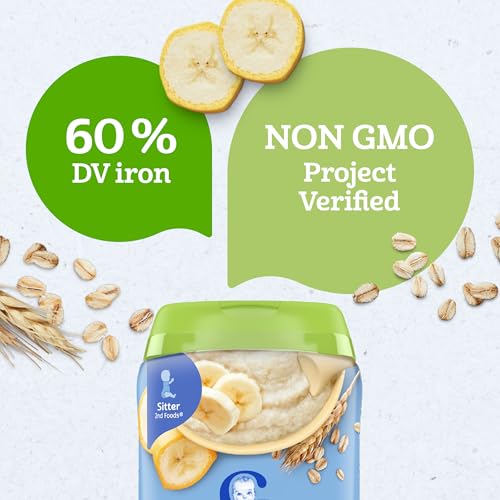 Gerber Baby Cereal Organic 2nd Foods, Grain & Grow, Oatmeal Banana, 8 Ounce (Pack of 6)