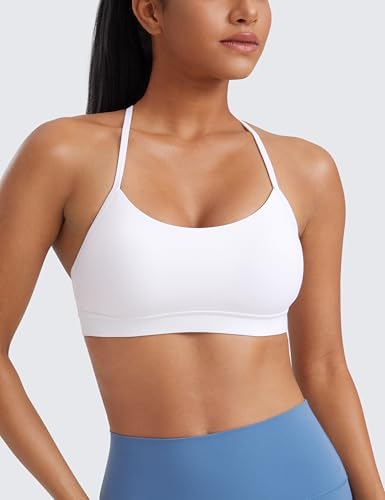 CRZ YOGA Butterluxe Womens Y Back Sports Bra - Padded Racerback Low Impact Spaghetti Thin Strap Workout Yoga Top