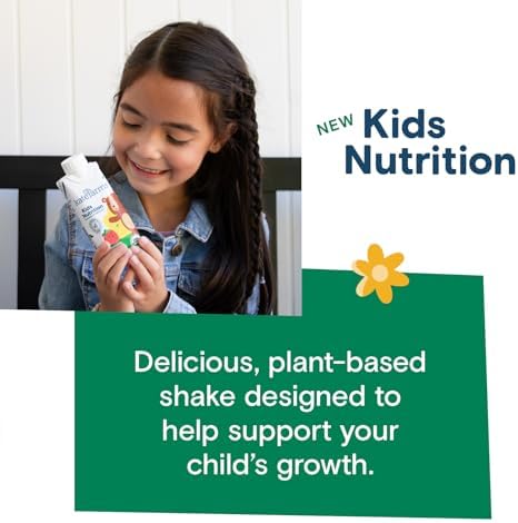 KATE FARMS Organic Kids Nutrition Vanilla Shake, 8g Protein, 27 Vitamins and Minerals, Meal Replacement, Gluten Free, Non-GMO, 8.45 oz (12 Pack)
