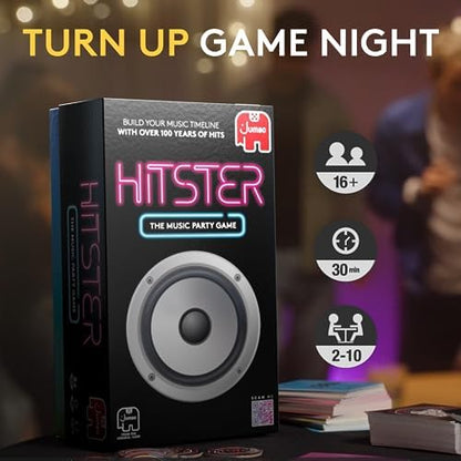 Jumbo Hitster - The Music Party Card Game, Fun Music Quiz Card Game, 2-10 Players - 300 Plus Iconic Music Hits - Great for Adult and Family Game Night