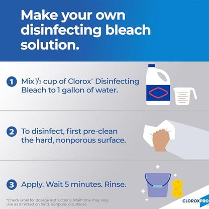 CloroxPro Clorox Germicidal Bleach, 121 Ounce Bottle, Pack of 3 (Package May Vary)