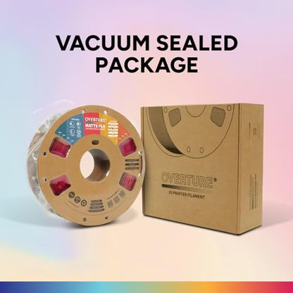 OVERTURE Matte PLA 3D Printer Filament 1.75mm, Matt Surface & Low Warping Filament 1kg Spool (2.2 lbs), Accuracy +/- 0.02 mm, Fit Most FDM Printers (Matte Brick Red)