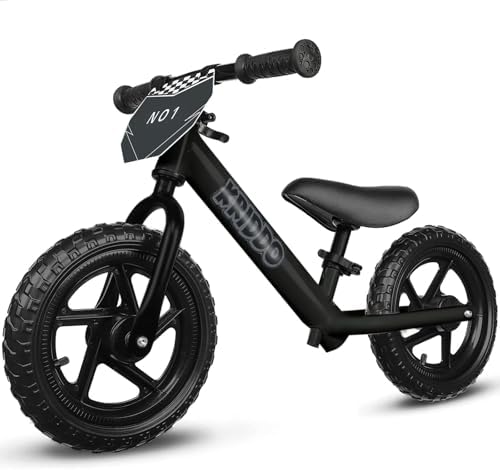 KRIDDO Toddler Balance Bike 2 Year Old, Age 24 Months to 5 Years Old, 12 Inch Push Bicycle with Customize Plate (3 Sets of Stickers Included), Steady Balancing, Gift Bike for 2-3 Boys Girls, Night