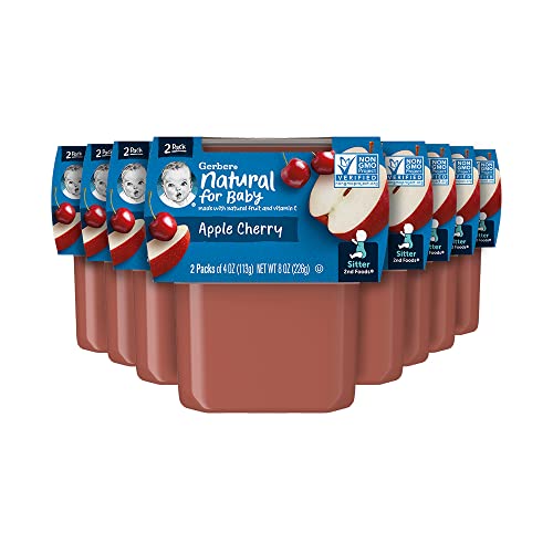 Gerber 2nd Foods Fruits Apple & Cherry Pureed Baby Food, 4 Ounce Tubs, 2 Count (Pack of 8)