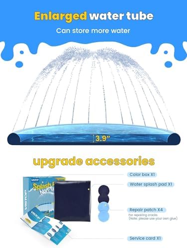 VISTOP Non-Slip Splash Pad for Kids and Dog, Thicken Sprinkler Pool Summer Outdoor Water Toys - Fun Backyard Fountain Play Mat for Baby Girls Boys Children or Pet Dog (107 Inch, Red&Yellow&Green&Blue)