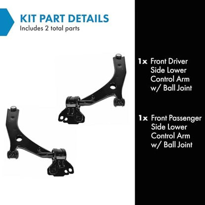 TRQ Front Lower Control Arm with Ball Joint Set Compatible with 2010-2013 Mazda 3