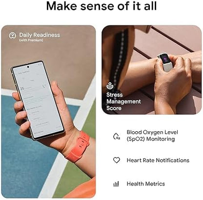 Fitbit Charge 6 Fitness Tracker with Google apps, Heart Rate on Exercise Equipment, 6-Months Premium Membership Included, GPS, Health Tools and More, Gold/Coral, One Size (S & L Bands Included)
