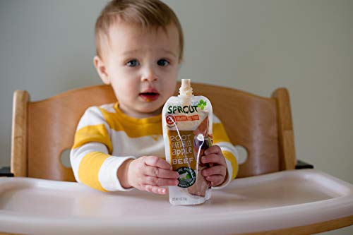 Sprout Organic Baby Food Pouches Stage 3, Organically Sourced Meat Protein, Root Vegetables Apple w/ Beef, 4 Ounce (Pack of 12)