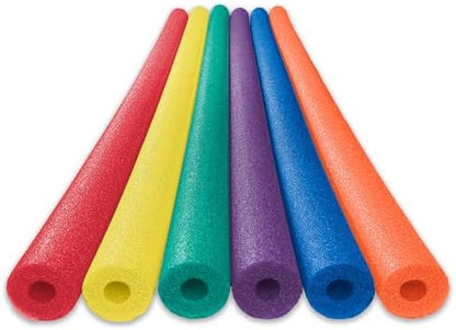 Oodles of Noodles 6 Pack Black Foam Pool Noodles – 48” x 2.5” Hollow Core – Extra Dense, Durable – Made in North America