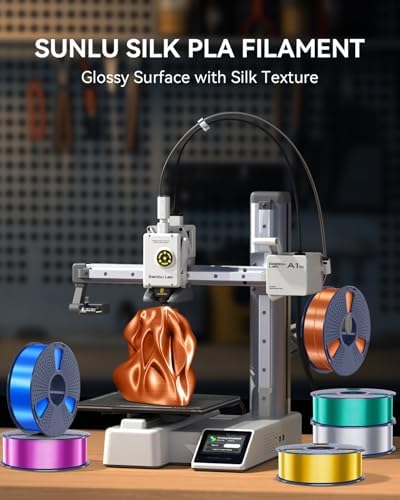 SUNLU 3D Printer Silk Filament,Shiny Silk PLA Filament 1.75mm, Smooth Silky Surface, Great Easy to Print for 3D Printers, Dimensional Accuracy +/- 0.02mm, Silk Red Copper 1KG