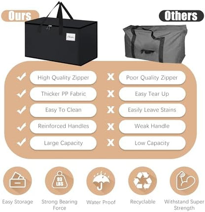 Heavy Duty Moving Bags - Extra Large Packing Bags and Storage Totes, Collapsible and Foldable Option for Moving and Storage, Black, 93 L - 6 Pack