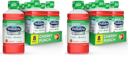 Pedialyte Advanced Care Electrolyte Solution, 1 Liter, 8 Count, with PreActive Prebiotics, Hydration Drink, Cherry Punch (Pack of 2)