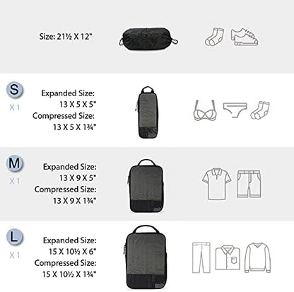 BAGSMART 6 Set Compression Packing Cubes - Lightweight Travel Essentials, Durable Luggage Organizer