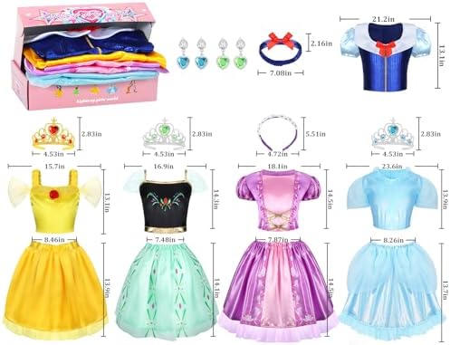 Princess Dress Up Clothes for Little Girl Role Play Costume Gift Set Princess Dress Up Toys for Toddler Girls