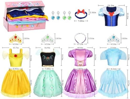 Princess Dress Up Clothes for Little Girl Role Play Costume Gift Set Princess Dress Up Toys for Toddler Girls